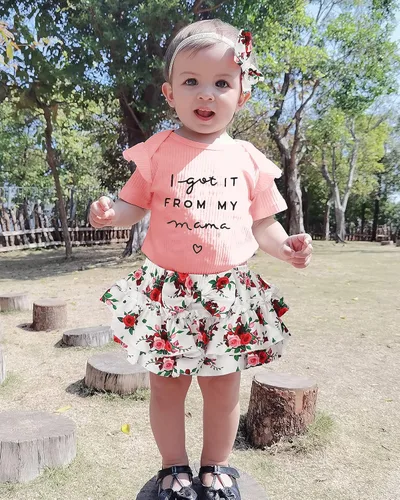 Miniatura 14 de Mioglrie Conjunto de ropa para bebé recién nacida, conjunto de pantalones cortos, conjunto floral de verano, ropa de bebé linda para niña