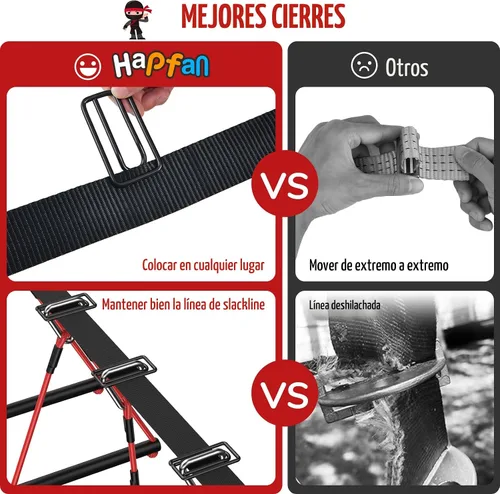 Miniatura 4 de Hapfan - Curso de obstáculos de guerrero ninja de 15,2 metros (50 pies) para niños con columpio de árbol, juego de columpio de cuerda portátil
