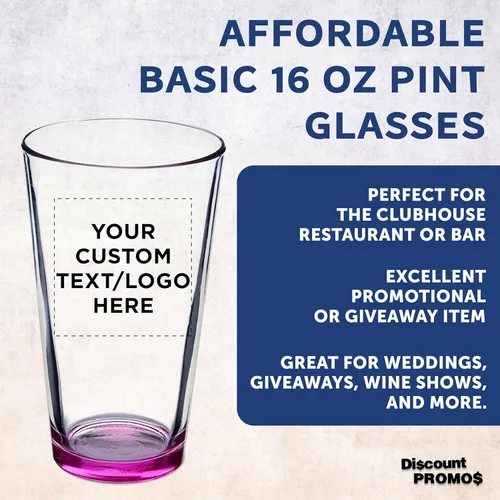 Miniatura 3 de DISCOUNT PROMOS Vasos de cerveza personalizados de 16 onzas, juego de 10/50/100, paquete a granel personalizado, cristalería resistente