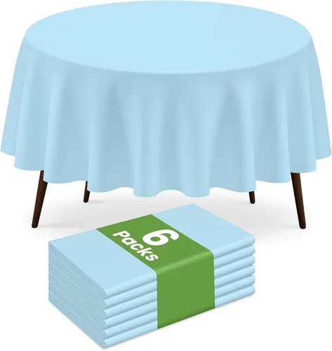 Miniatura 21 de Paquete de 2 manteles redondos desechables color azul oscuro, manteles de plástico para fiestas, 84 x 84 pulgadas, impermeable, para campamento