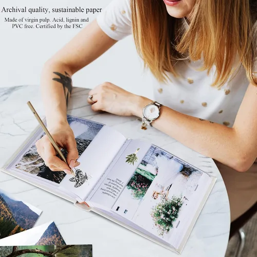 Miniatura 5 de 1DOT2 - Álbum de fotos 4x6 con 60 fotos, bolsillos verticales de inserción con notas, libro de fotos, cubierta de lino, álbumes de fotos con espacio