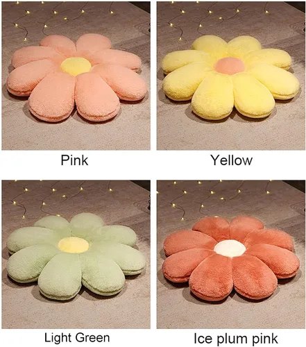 Miniatura 6 de HANDKEI Bonita almohada de felpa con forma de margarita, cojín de suelo de tatami en forma de margarita para sofá de niños, sofá cama, sala de estar