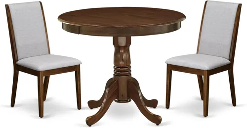 Miniatura 19 de East West Furniture ANLA3-ABK-47 - Juego de muebles de comedor de 3 piezas que contiene una mesa de cocina redonda con pedestal y 2 sillas