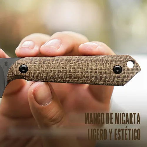 Miniatura 3 de Kizer Mini Harpoon Cuchillo de hoja fija con funda, cuchillo de caza de hoja de 3 V con mango de micarta, cuchillos pequeños EDC de hoja fija
