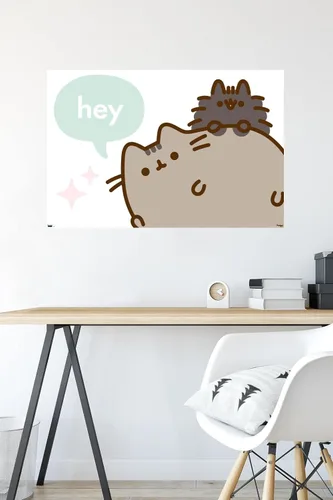 Miniatura 4 de Pusheen - Póster de pared Hey de 34 pulgadas de largo x 22.4 pulgadas de ancho, versión sin marco