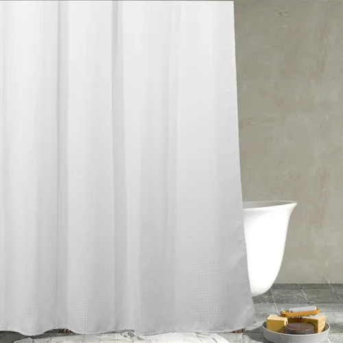 Miniatura 17 de Cortina de ducha negra con tejido de gofre: cortinas de ducha de tela texturizada resistente para baño, repelente al agua, 256 GSM, cortina de baño