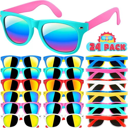 GIFTINBOX Gafas de sol para niños a granel, paquete de 24 lentes de sol para niños, recuerdo de fiesta con protección UV para niños y niñas,