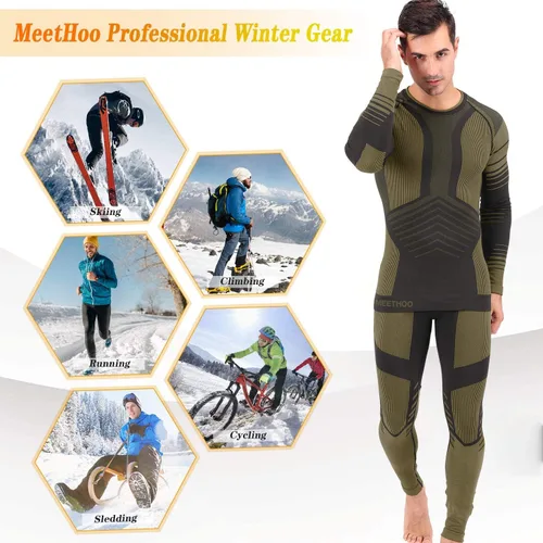 Miniatura 3 de MeetHoo Conjunto de ropa interior térmica para hombre, ropa de invierno para hombre, capa base de capa base larga
