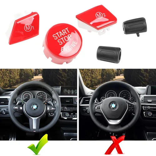 Miniatura 3 de Jaronx Compatible con botones BMW M1 M2, botón rojo deportivo de control de crucero activo de inicio/parada para BMW M3 F30 F80/M4 F32/M5 F10/M6 F06