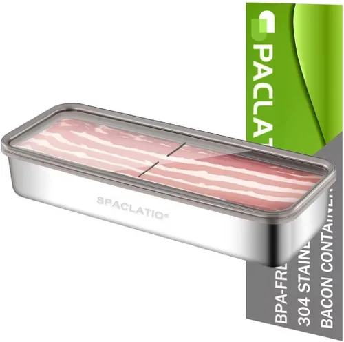 Contenedor de Tocino para Nevera, 1 Paquete de Contenedores Herméticos de Carne para Delicatessen de Acero Inoxidable 304 con Tapas para Nevera,