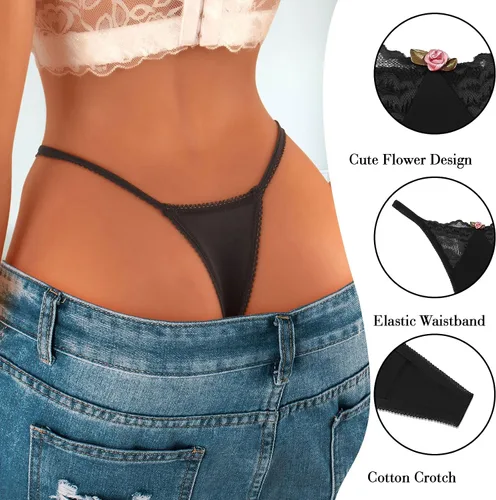 Miniatura 5 de Tanga de tanga para mujer, ropa interior sexy elástica con espalda en T