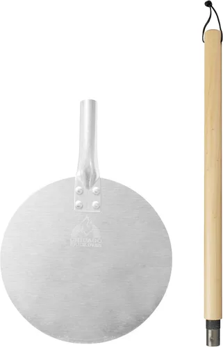 Miniatura 4 de Chicago Brick Oven Pizza Turning Peel PRO - 9 pulgadas de diámetro, mango de madera desmontable de 31.5 pulgadas con correa de cuero, aluminio duro