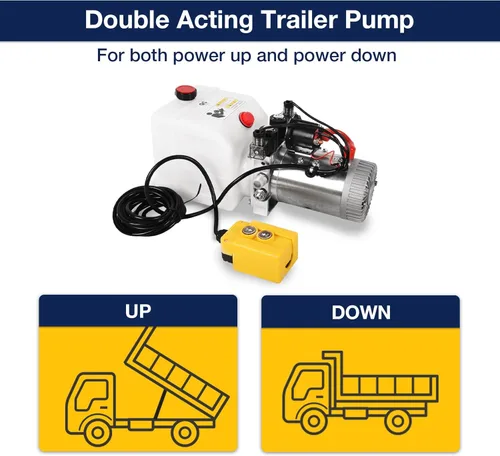 Miniatura 3 de Unidad de potencia hidráulica de 12 V 3200 PSI, bomba hidráulica de doble efecto para remolque volquete y elevación de automóviles Depósito