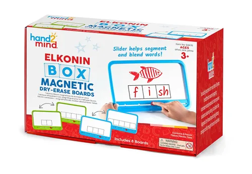 Miniatura 2 de hand2mind Elkonin Boxes - Juego de 8 pizarras magnéticas de borrado en seco y varitas magnéticas para niños, varitas magnéticas (juego de 6) y chips