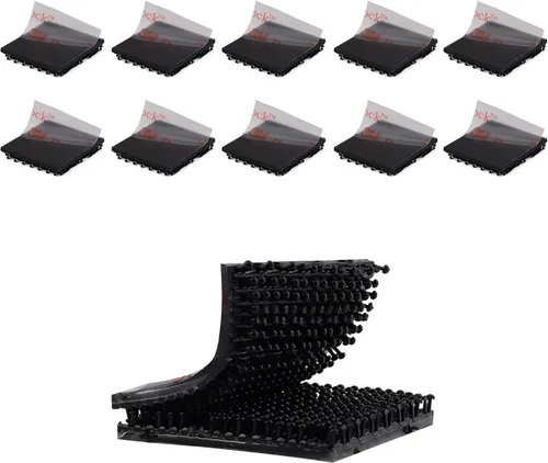 Miniatura 15 de 3M SJ3550 1 x 2 pulgadas, 10 unidades de cierre resellable negro resistente cinta entrelazada en forma de hongo cinta de montaje de gancho adhesivo