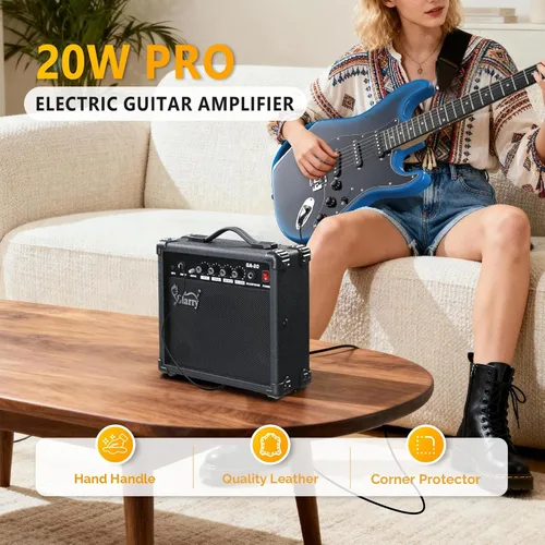 Miniatura 6 de GLARRY Guitarra eléctrica de tamaño completo para principiantes amantes de la música con amplificador de 20 W y paquete de accesorios para guitarra