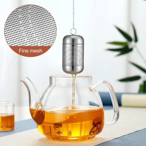 Miniatura 8 de Hemoton Bola de condimento de acero inoxidable con cadena para colgar, filtro de especias de malla fina para sopa, té, salmuera, cesta de cocina