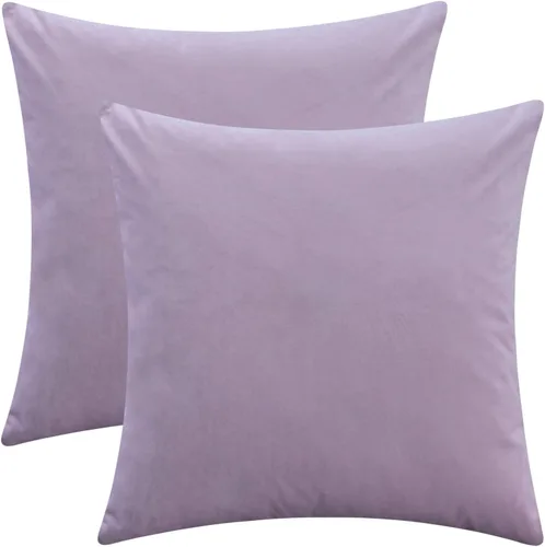 Miniatura 8 de Juego de 2 fundas de almohada de terciopelo para sofá y cama, 18 x 18 pulgadas, color malva