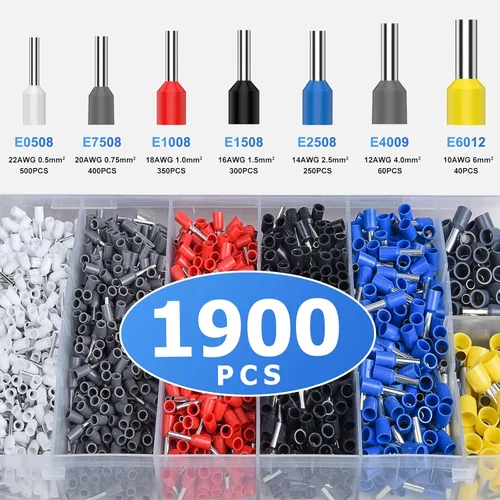 Miniatura 5 de Kit de herramientas de crimpado de ferrules Preciva con 1900 piezas de conectores de alambre, kit de crimpado de terminales de alambre de trinquete