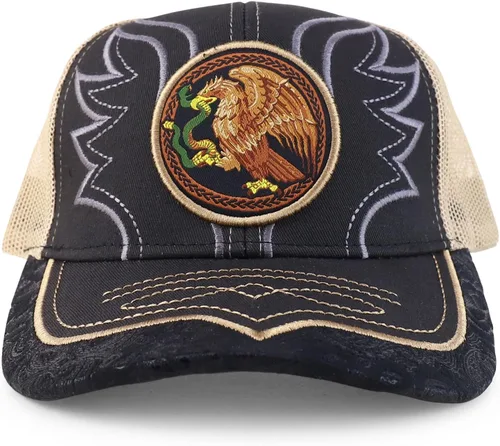 Miniatura 2 de Trendy Apparel Shop Gorra de béisbol bordada de malla de camionero 3D México Eagle
