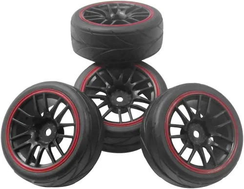 Miniatura 4 de ShareGoo - Llantas hexagonales de 0.472 in y neumáticos de goma de diámetro exterior de 2.59 pulgadas para auto de turismo RC 1/10 en carretera