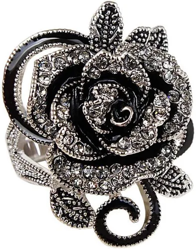 Anillo de marcasita negro de moda Anillos de plata de joyería vintage para mujeres