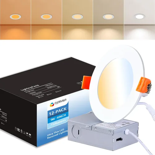Miniatura 18 de CycevSun Luz LED empotrable de 6 pulgadas, iluminación de oblea, regulable y 3000 K, 4000 K, 5000 K, seleccionable, 12 W, 120 V, clasificación IC