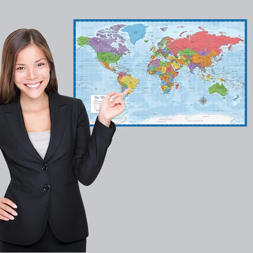 Miniatura 5 de Juego de póster laminado de mapa del mundo y mapa de EE. UU., 18 x 29 pulgadas, gráficos de pared del mundo y Estados Unidos, fabricado