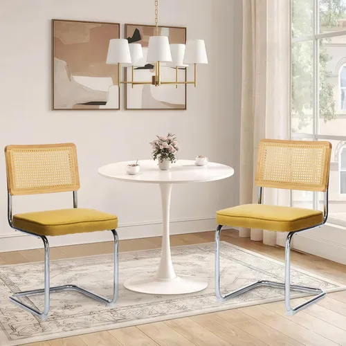 Miniatura 16 de Juego de 6 Sillas de Comedor Tapizadas de Terciopelo, Sillas Laterales de Cocina de Estilo Moderno con Ribete de Tachuelas y Patas de Madera, Anillo