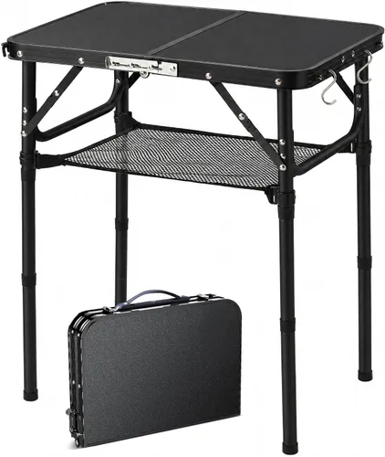YUFIFAIRY Mesa plegable pequeña portátil, mesa de campamento plegable de 24 pulgadas de largo x 16 pulgadas de ancho con 3 alturas ajustables,
