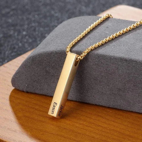 Miniatura 4 de Lam Hub Fong Collar de barra con nombre personalizado para hombre, collar de cruz personalizado con inicial para padre, hermano, regalos del día