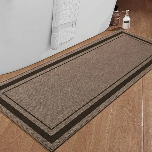 Miniatura 41 de chakme Juego de 2 alfombras de baño ultrafinas, absorbentes, antideslizantes, lavables a máquina, color beige oscuro, 17 x 24 pulgadas + tapete