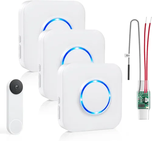 Miniatura 11 de Satisure Timbre inalámbrico para timbre de puerta Google Nest (con cable, 2ª Gen y 3ª Gen) Extensor de timbre con receptor se conecta a 58 timbres
