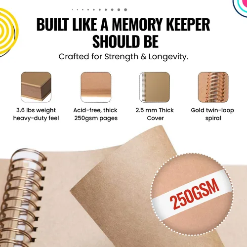 Miniatura 2 de Modern Shop Álbum de recortes Papel Kraft extra grueso con tapa dura - 12 x 12 8.82 oz/m², 50 hojas
