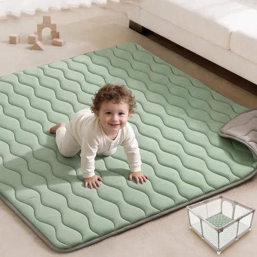 Miniatura 13 de Blissful Diary Alfombras de Juego para Bebés para Piso, Alfombra de 50x50 Pulgadas para Gatear para Corral, Alfombras de Juego de Espuma