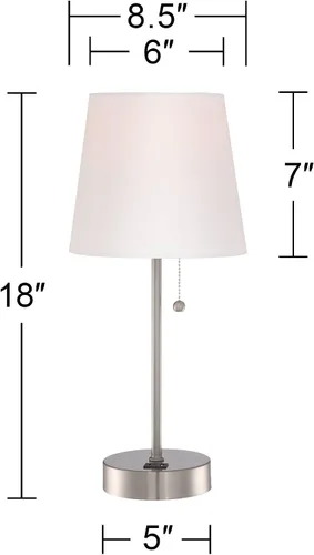Miniatura 8 de 360 Lighting Justin - Juego de 2 lámparas de mesa modernas de 3 vías de 18 pulgadas de alto con puerto de carga USB y reguladores de mesa, metal