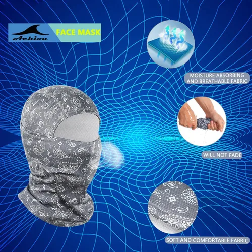 Miniatura 2 de Achiou - Pasamontañas, máscara facial, para hombres o mujeres, máscara de cara completa con capucha, para nieve, motocicleta, correr, clima frío