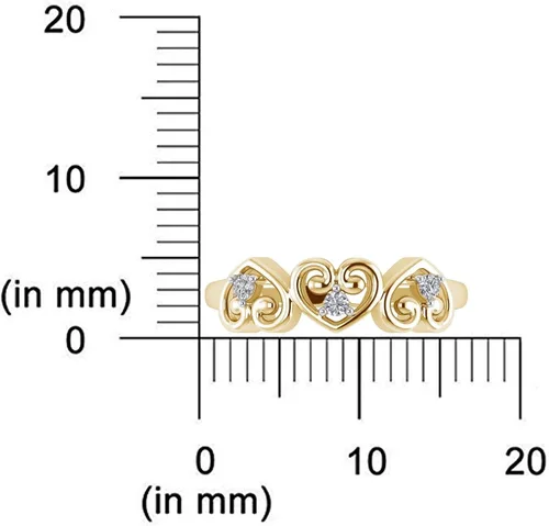 Miniatura 4 de Anillo de plata de ley 925 bañada en oro de 14 quilates con circonita cúbica de corte redondo de 0,07 quilates, diseño de corazón