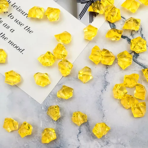 Miniatura 5 de Relleno de jarrón amarillo para decoración del hogar, cubitos de hielo triturados falsos, rellenos de jarrón, 150 cubos de hielo falsos