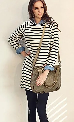 Miniatura 7 de Mily Bolso de mano de lona para mujer Hobo bolso de mano casual cremallera