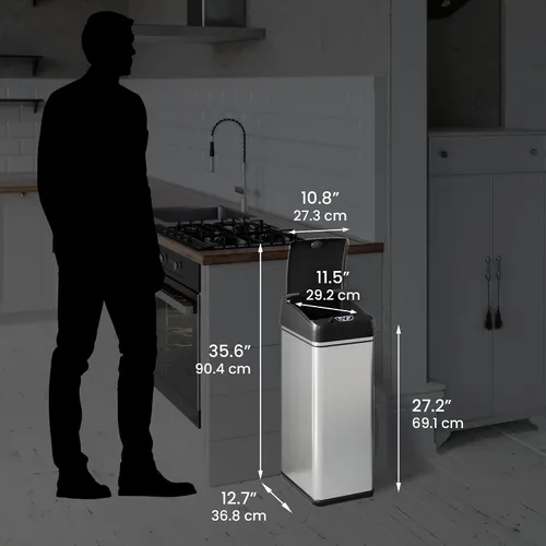 Miniatura 6 de iTouchless Latas de cocina con sensor automático sin contacto de 13 galones y 2.5 galones con sistema de control de olores, acero inoxidable