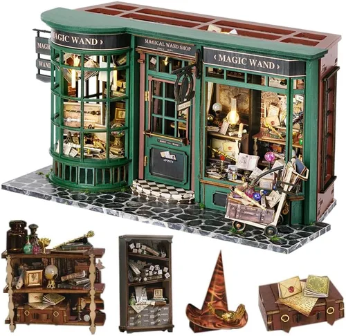 Miniatura 10 de Lannso - Kit de casa de muñecas en miniatura de bricolaje, kit de casa de muñecas con cubierta a prueba de polvo, casa mágica, mini juguetes de casa