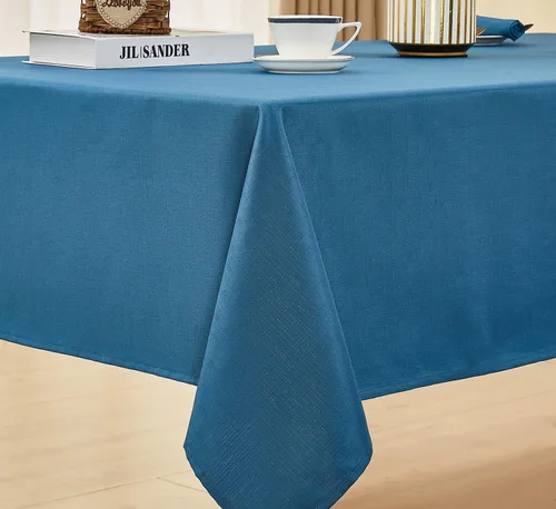 Miniatura 5 de Mantel rectangular de lino texturizado impermeable y sin arrugas, mantel de granja resistente a las manchas, mantel decorativo de tela para mesa