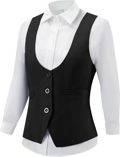 Miniatura 3 de V VOCNI Chaleco de traje para mujer, chaleco vintage steampunk, elegante, casual, con espalda cruzada