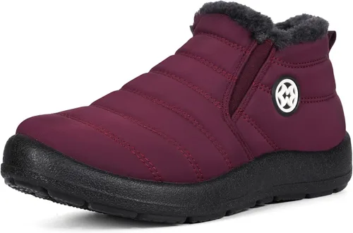 Miniatura 9 de Eagsouni Botas de nieve para mujer, botines de invierno para mujer, con forro de piel cálida, botines gruesos con cremallera, zapatos planos