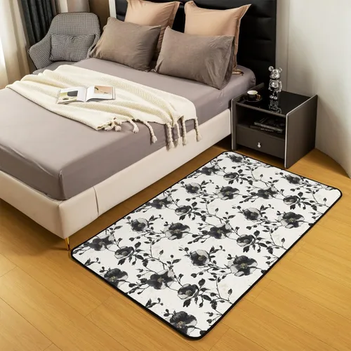 Miniatura 5 de jejeloiu Groovy Flower Area Rug 3x5 Retro Floral Boho Living Room Rugs for Bedroom 70S Hippie Groovy Flowers Bohemian Decor Carpet Psychedelic Beige