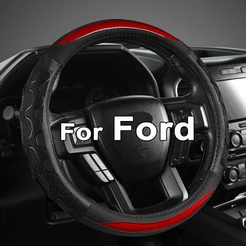 GIANT PANDA Cubierta Del Volante Del Coche Para Ford F150 F250 F350 Expedition 15.5-16 Pulgadas - Rojo