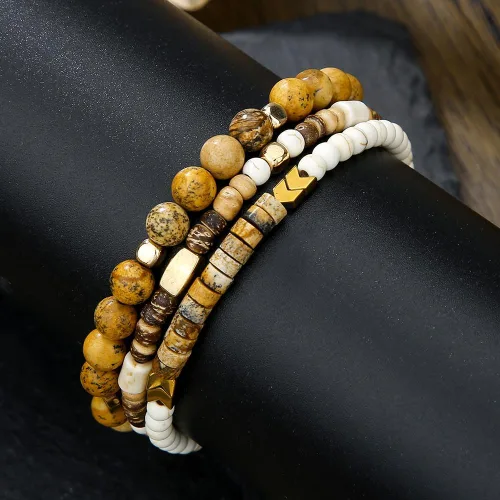 Miniatura 4 de Pulsera gótica ajustable punk trenzada multicapa Grunge conjunto de pulseras con cuentas Emo Metal Cuff Wrap Pulseras apilables regalo