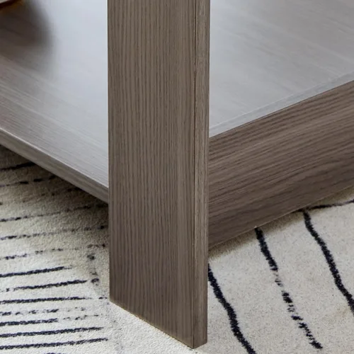 Miniatura 6 de Mesas de centro modernas de 2 niveles rectangulares de madera con amplio almacenamiento, perfectas para sala de estar, decoración de sala