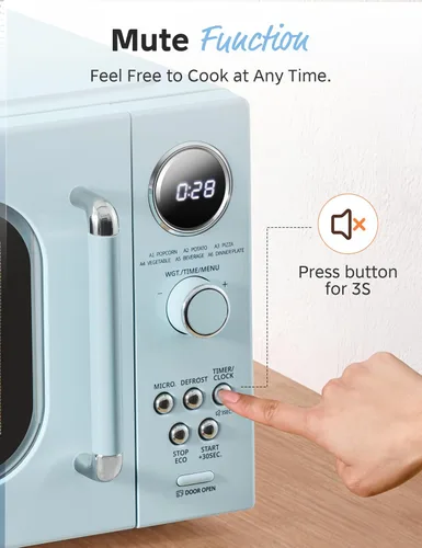 Miniatura 5 de COMFEE' Horno microondas retro, microondas pequeño con 6 menús automáticos, microondas compacto de encimera de 0.9 pies cúbicos con cocción 0.9 pies